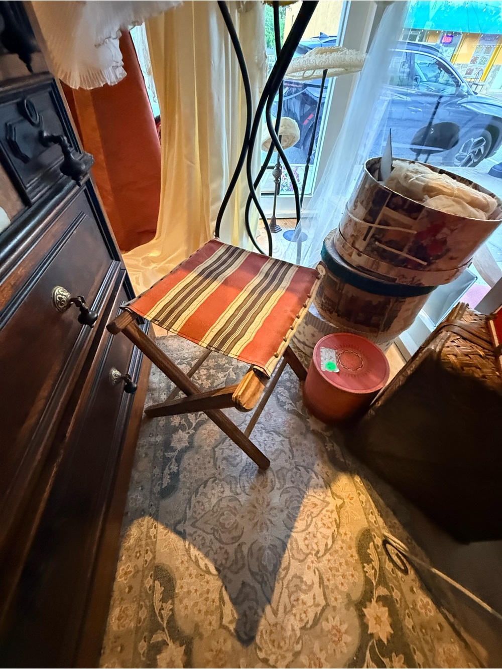 Vintage Folding Stool | Primitive Rustic Stool - Picture 2 of 3
